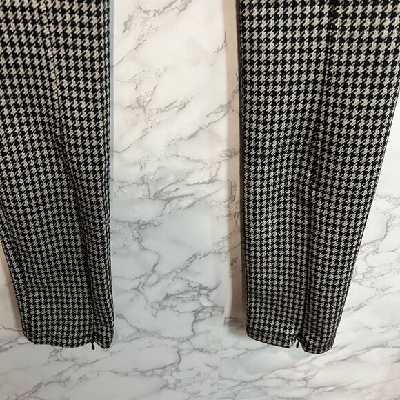 Zara Houndstooth Skinny Full Length Pants With Zipper on The Back of Leg Size S - Picture 3 of 4